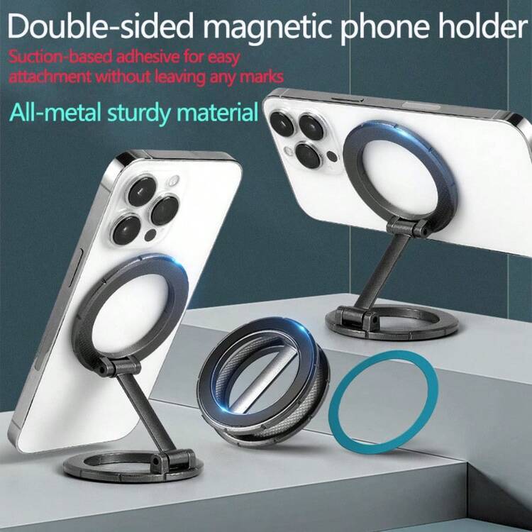 双面磁吸手机支架、Magsafe 磁吸指环支架、合金折叠磁吸桌面支架、汽车仪表盘导航手机支架、休闲旅行手机支架、兼容 、Android 手机的自拍手机支架、生日、家人、朋友礼物手机支架手机配件 - 彩色 - 查看 1