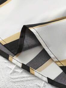 Girls' Patchwork Geometric Print Fitted Tie-Waist Long Sleeve Casual Elegant Dress, Suitable For Daily Wear, Parties And Casual Outings