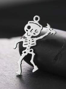 1 pieza Esqueleto bailarín minimalista de acero inoxidable, colgante de araña y murciélago, accesorio creativo con diseño de Halloween adecuado para collar, pulsera, llavero, aretes, accesorios hechos a mano DIY