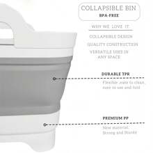 Collapsible Wash Basin 9L, Foldable Dish Tub With Drain Plug, Portable Collapsible Dish Basin, Camping Sink For Washing Dishes, Laundry & Kitchen Use,Gray