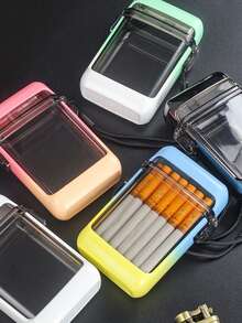 1pc Customized Sealed Waterproof Transparent Hanging Cord Cigarette Case, Holds 20 Cigarettes, Fashionable Ombre Color - Multicolor - View 3