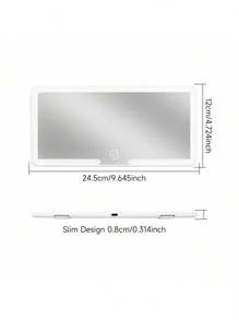 Fccemc Ultra Thin LED Car Makeup HD Mirror Sunshade Makeup Hanging Mirror USB Charge Sun Visor Dimmable Touchscreen Auto Interior Vanity Mirror For Women
