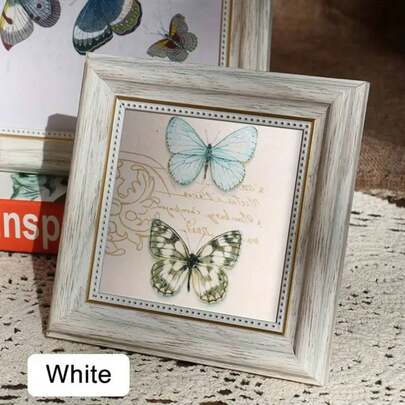 1pc Rustic Photo Frame, Vintage One-Piece Photo Frame | A Simple Photo Frame Suitable For Desktop Or Wall-Mounted Use, With Square Random Photo Paper