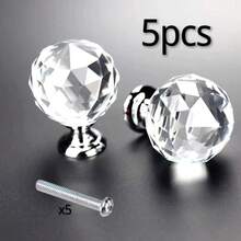 10pcs 30mm Round Crystal Glass Knobs - Gold Plated Cabinet Hardware, Drawer, Cupboard, Wardrobe Door, Dresser Pulls, Suitable For Bedroom, Home, Room Decor - Multicolor - View 20