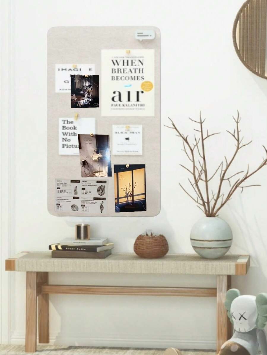 1pc Felt Decorative Board, Self-Adhesive Wall-Mounted Memo Board For Office, Home, Classroom, Reusable Photo Wall Display, Minimalist European Style Wall Decor Sticker, Suitable For Bedroom, Study, Living Room, Office, Classroom, Entryway