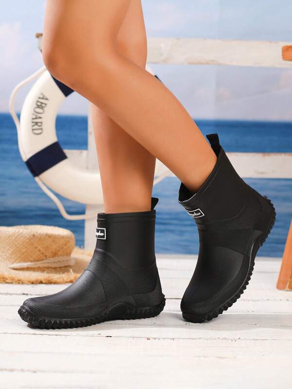 Women's Japanese Style Short Rain Boots, Non-Slip Rubber Shoes For Kitchen Work, Outdoor Car Washing, Camping, Waterproof Shoes For Rainy Days, Beach, Sports Outdoor, PVC Plastic Household Rain Boots, Suitable For All Seasons