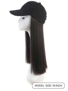 Baseball Cap With Hair Extensions For Women Adjustable Hat With Synthetic Wigs Attached Long Straight Hair Black Baseball Cap Suitable For Daily Wear By Women And Gatherings - Multicolor - View 6