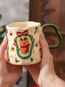 1 Piece, Christmas Theme, Ceramic Mug, Large Capacity Of 330ml, Suitable For Gifting To Friends, Lovers And Parents, Portable, Machine-Washable, High-Quality, Ceramic Craftsmanship, Reusable - Multicolor - View 10