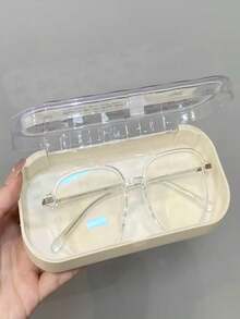 透明全屏花朵高颜值眼镜盒透明便携防压手拿近视眼镜复古眼镜盒时尚眼镜收纳男女-可爱节日礼物 - 彩色 - 查看 5