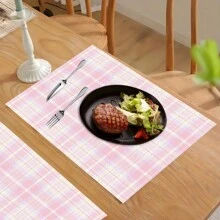 1 pieza/4 piezas/6 piezas Manteles individuales de lino con estampado de cuadros, adecuados para la mesa de comedor, decoración para todas las estaciones, manteles de mesa modernos y lavables, decoración de habitaciones, posavasos, manteles de cocina y comedor, decoración de fiestas interiores y exteriores, decoración del hogar, regalo ideal