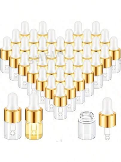 Mini frascos conta-gotas de vidro de 2 ml, mini frascos conta-gotas, frascos de amostra, pequenos frascos de amostra com tampa para óleos essenciais de viagem, amostra de líquido cosmético, frascos conta-gotas de amostra de perfume, mini frascos conta-gotas transparentes com pequeno líquido para óleos essenciais, amostra de perfume cosmético de viagem