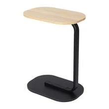 YUNRUX C-förmiger Beistelltisch, kleiner Couchtisch, Beistelltisch Log Color & Schwarz - Verschiedenfarbig - Übersicht 9