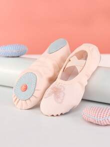 Children's Princess Ballet Shoes, Girls Indoor Soft-Soled Dance Shoes, Butterfly Embroidery Dance Shoes Yoga Shoes, Practice Shoes, Flat Slippers, Comfortable And Durable, Non-Slip - Pink - View 2