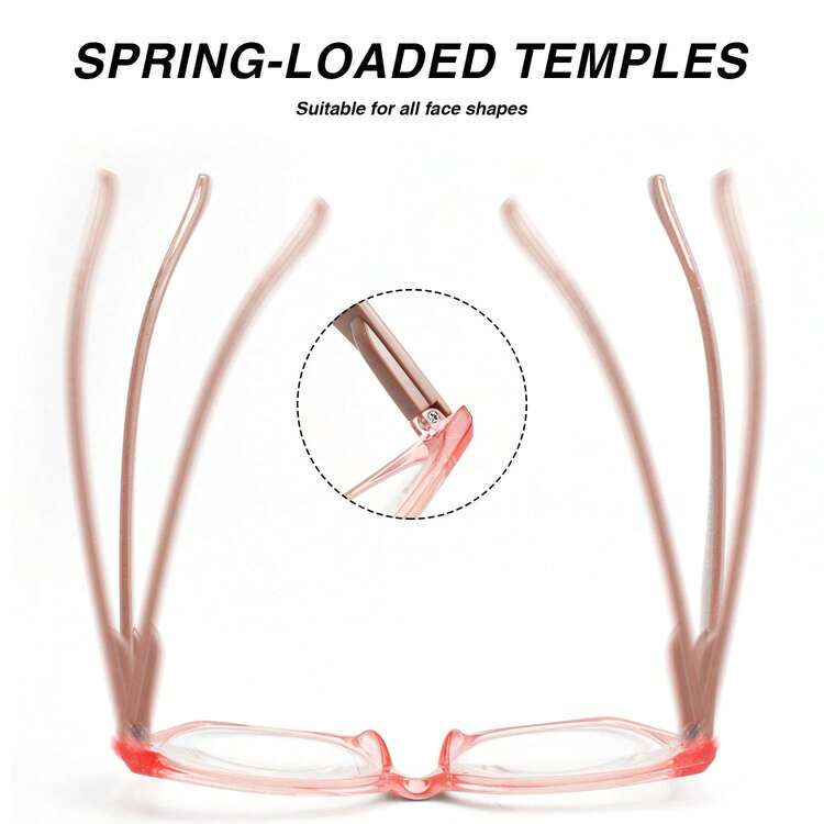 2pcs Oversized Cat Eye Reading Glasses, Leopard Print Design, With Comfortable Spring Hinges, Vintage Elegant Ladies Eyeglasses - Pink + Pink Tofu Pudding - View 7