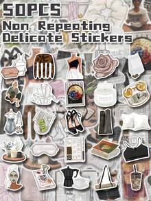 50pcs Cute Girl Daily Theme Stickers, Non-Repetitive, Exquisite Decor, Suitable For Back To School Gifts, Classroom Rewards, Halloween, Thanksgiving, Christmas Gifts, Holiday Gifts, Party Decorations, Home Decor, Birthday Gifts, Also Can Be Used On Luggage, Skateboards, Handbags, Water Bottles, Cups, Laptops, Tablets, Phone Cases, Notebooks, Etc. - Multicolor - View 4