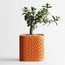 ORIZZONTE Vaso Decorativo con Motivo Geometrico – Disponibile in Due Misure – Ideale per Arredo Casa, Centrotavola o Porta Fiori, 100% Made in Italy, Spedizione dall'Italia - Arancione - Visualizzare 4