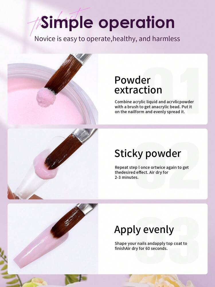 CHOSEOS 6色亚克力粉套装，在家即可打造沙龙级美甲，是初学者和专业人士的理想之选，适用于亚克力按压式美甲。 - 彩色 - 查看 7