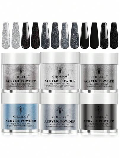 CHOSEOS 6 Colors Acrylic Powder Kit, Create Salon-Quality Nails At Home, Perfect Choice For Beginners And Professionals Acrylic Press On Nails
