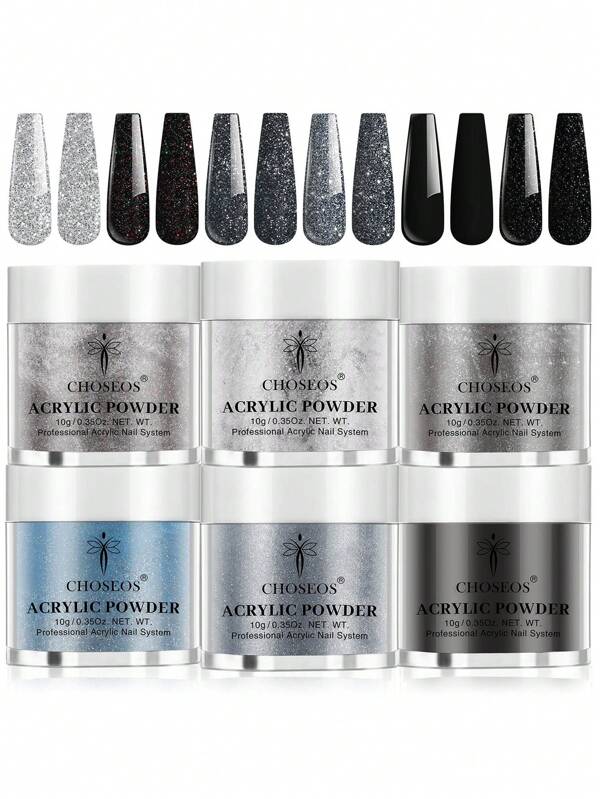 CHOSEOS 6 Colors Acrylic Powder Kit, Create Salon-Quality Nails At Home, Perfect Choice For Beginners And Professionals