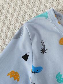 2pcs/Set Kids Boys Dinosaur Print Long Sleeve Pajama Set, Thin Base Layer Sleepwear For Children Aged 4-12 Years Old, Autumn/Winter - Multicolor - View 10