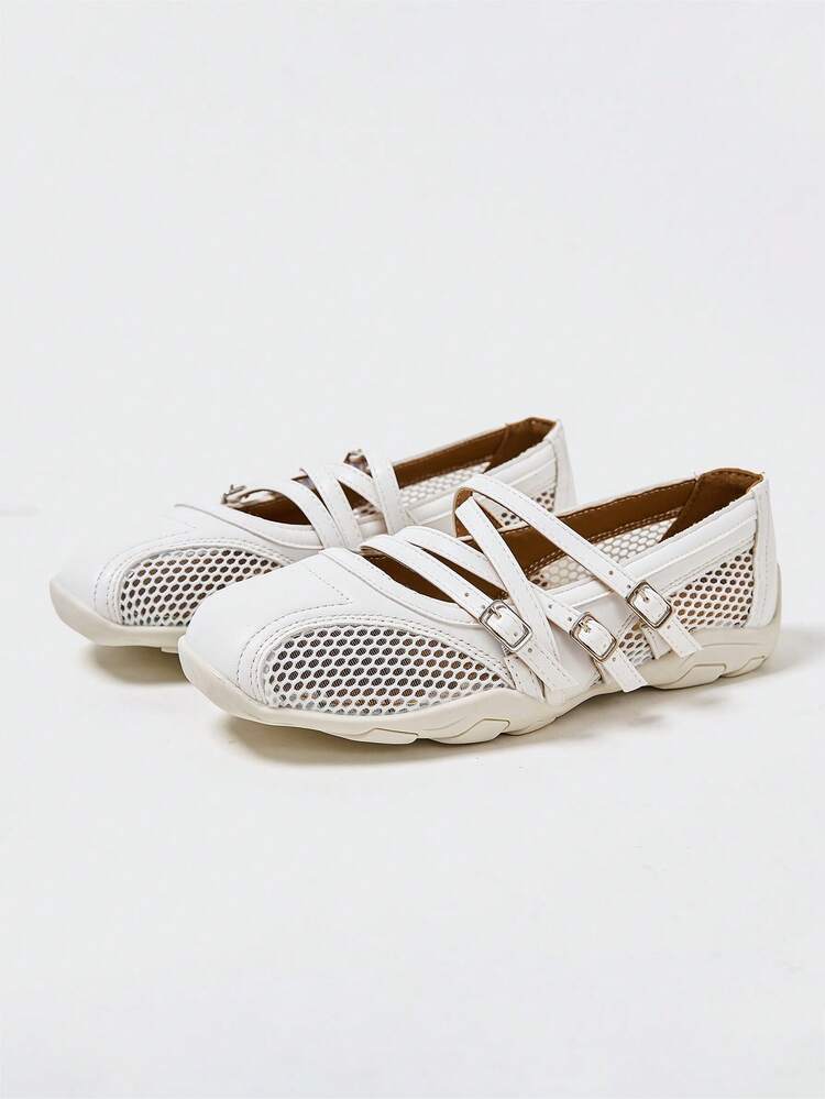 MASKERT Women's Retro Ballet Style German Training Shoes, Casual Sports Shoes, Mary Jane Shoes, Shallow Mouth Casual Shoes, Comfortable And Versatile - 白色 - 查看 1