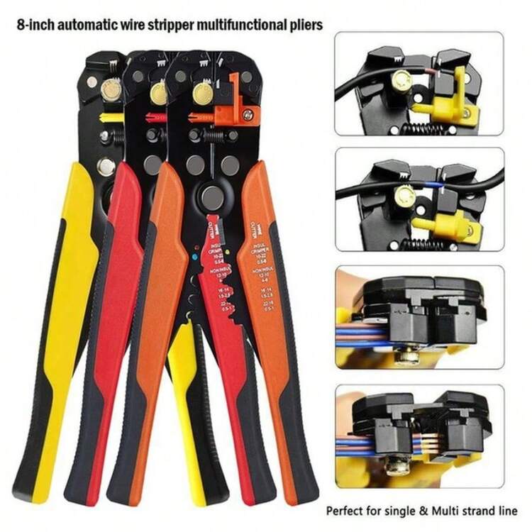 Non-Slip Crimper Cable Cutter Automatic Wire Stripper Multifunctional Stripping Tools Crimping Pliers Terminal 0.2-6.0mm² Tool - Multicolor - View 6