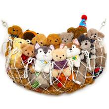 1 pieza Gran red o hamaca de peluche bohemia, hamaca de juguete, estantería colgante de red de almacenamiento de animales de peluche, hamaca de red con ganchos para colgar peluches en dormitorio (sin luz LED) - Multicolor - Ver 9