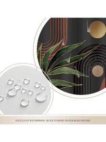 Boho Shower Curtain With Hooks, Abstract Bohemian Mid Century Bathroom Curtains, Waterproof Quick-Dry Plant Botanical Cute Decor Shower Curtain Set Bathroom