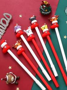 10 bolígrafos de gel navideños, diseños de dibujos animados con temas navideños surtidos, bolígrafos neutros con diseños lindos de Papá Noel, renos, muñeco de nieve, árbol de Navidad y calcetines navideños, perfectos para obsequios de fiesta, recompensas en el aula, suministros de oficina, regalo divertido para amigos y artículos de papelería