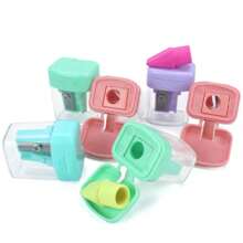 1pc Macaron Color Mini Portable Flip-Top Plastic Pencil Sharpener, Random Style