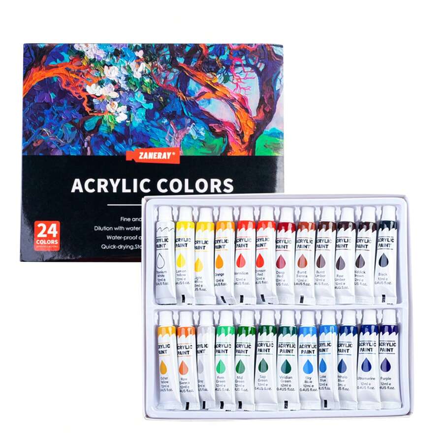 12/18/24 Mixed Color Acrylic Paints, Rich And Versatile Painting Paints, Professional Art Paint Set. Suitable For Artists, Teenagers, Crafters, DIY And Clothing Painting, Back-To-School Season, School Supplies - 套裝 - 查看 1