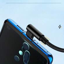 Cabo de Dados de Carregamento Rápido USB-A para USB-C em Ângulo de 90 Graus, Compatível com Honor Mate 50 Pro/100 Pro/100 Pro+/90 Pro/90 Pro+, Galaxy S24/S23/S22/S21/S20/A53/A51, Note 20/10, Realme GT/GT Neo/GT Neo2T/Nan e Mais - Multicolorido - Visão 5