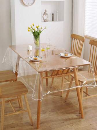 防水防油污透明塑料方形桌布乙烯基 PVC 农舍透明桌布可擦拭餐桌罩保护套适用于厨房餐厅