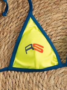 Bộ bikini hai mảnh kiểu dáng châu Âu và Mỹ mới nhất năm 2025 dành cho nữ, gợi cảm, cao cấp, phối màu nổi bật, gồm áo tam giác buộc dây phía trước và quần cạp chun điều chỉnh được, thích hợp cho kỳ nghỉ biển. - Nhiều màu - Xem 6