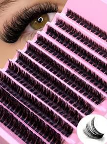 200/300/640 Pcs 80/100/60/50/30 D Thick & Curly 8-16mm Mixed DIY Eyelash Extension Kit, DIY Lower Lashes, Eyelash Album, Large Capacity Soft Individual Lashes, Easy To Create Fluffy & Natural Long Lashes At Home - Black - View 17