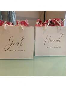 1个定制婚礼个性化礼品袋，高品质伴郎伴娘派对回礼袋，婚礼迎宾袋，回礼袋，生日礼物定制袋，永恒之爱 - 白色 - 查看 10