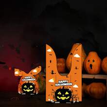 50 Pieces Halloween Rabbit Ear Snack Bag Halloween Rabbit Ear Candy Gift Bags Rabbit Goody Bags Halloween Bags Party Supplies - Pumpkin - View 4
