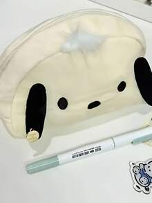 Sanrio 1 PC Sanrio Pochacco/Cinnamon Dog Large Zipper Pencil Case | Visually Appealing Plush Design, Durable Fabric Organizer For School, Office Supplies, And Stationery