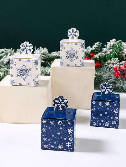 24件圣诞礼品盒、蓝色雪花圣诞礼品包装盒、圣诞装饰、圣诞快乐派对装饰用品、小糖果盒、圣诞礼品包装用品、圣诞礼品包装用品、餐桌装饰、厨房装饰、厨房烘焙包装用品、圣诞树装饰、2026新年装饰、派对礼品