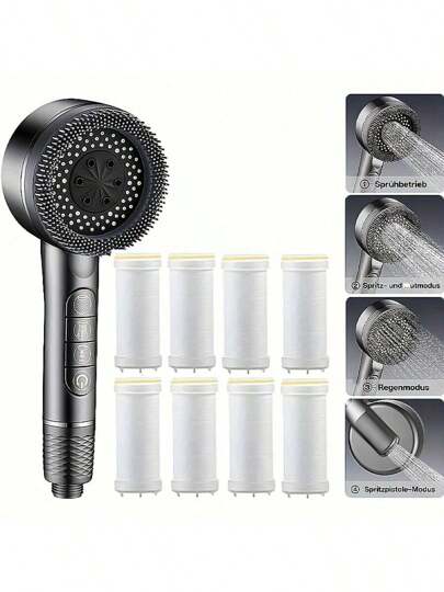1pc Handheld High Pressure Shower Head With Super Strong Spray, Comes With 8pcs Imported Filter / Easy To Install, No Electricity Required, Suitable For Home Use, Bathroom Accessories | Practical Bathroom Supplies | Eye-Catching Shower Head, Shower Head And Hose Bathroom Accessories Bathroom Tools