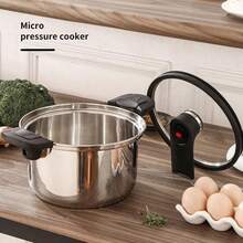 Stainless Steel Micro Pressure Cooker, 24cm Mini Pressure Cooker With Clear Lid & Handles, Pressure Cooker For Gas Stove, Induction Electric Stoves, Kitchen Cookware Pots - Silver-24 cm - View 5