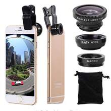 1pc Interesting 3-In-1 Mobile Phone Lens Kit: Fisheye, Wide-Angle, Macro Lens, Compatible With IPhone, And Most Smartphones, Photography Accessory, Travel Essential - Multicolor - View 3