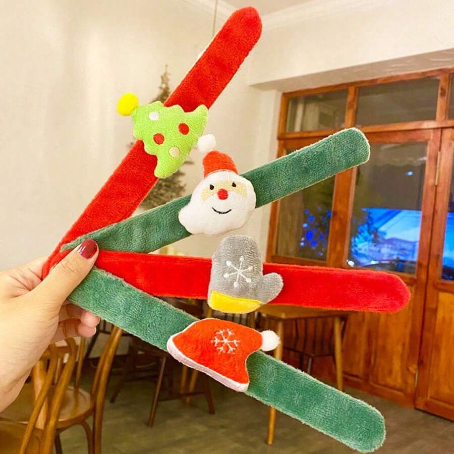 Christmas Papa Circle Plush Decorative Bracelet, Suitable For Christmas Theme Party, Cute Little Gift For Children Christmas Holiday Papa Circle Gift, Styles Randomly Sent