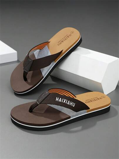 Men's Flip Flops, Summer Outdoor Casual Thong Sandals, Non-Slip, Fashionable, Suitable For Beach, Shower Shoes