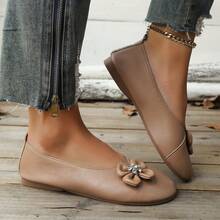 Mocassins pour femmes, chaussures plates, confortables et élégantes avec un tissu intégré de fleurs en strass, nœud papillon