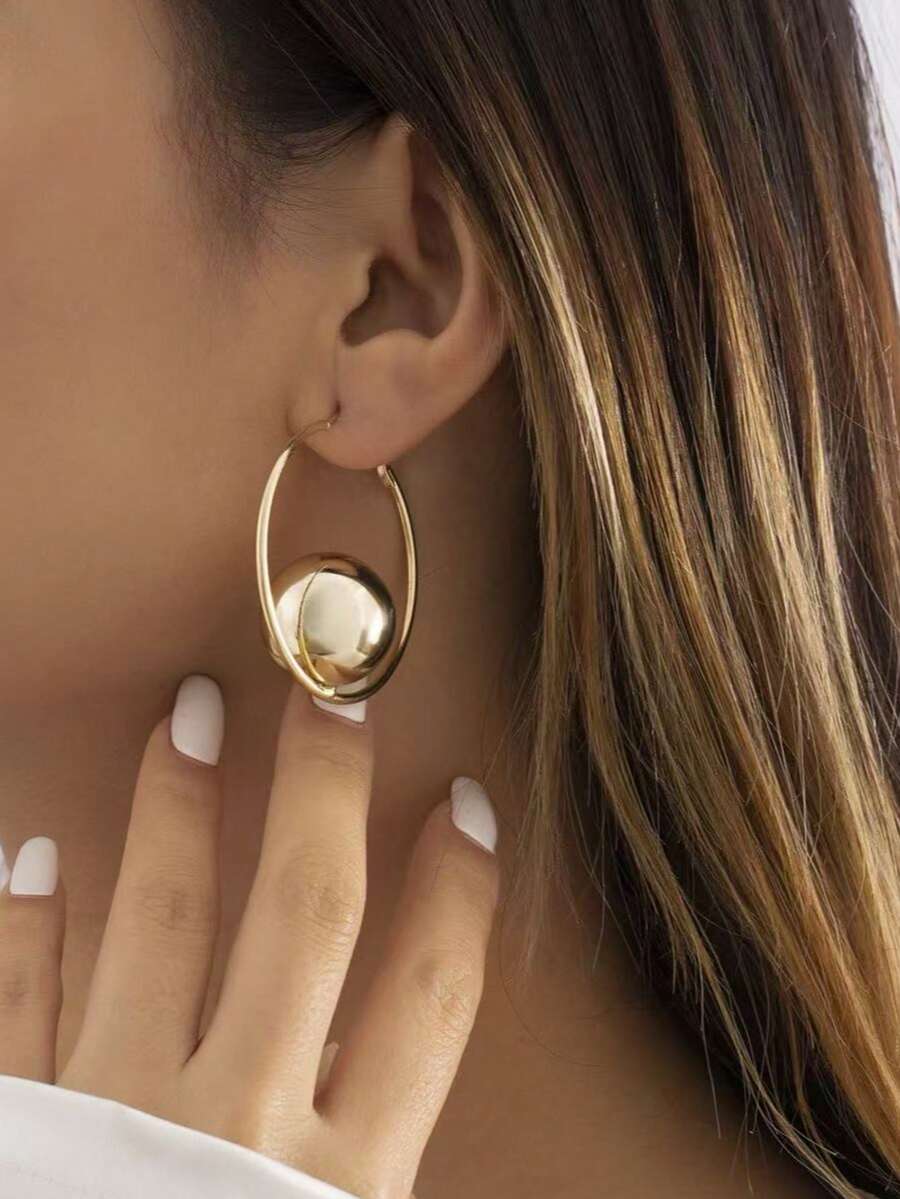 1 Pair Minimalist Geometric Round Stud Earrings, Fashionable & Elegant Earrings For Women