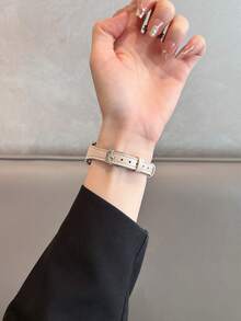 1件 PU 手錶錶帶，相容於 Galaxy Watch 7、Galaxy Watch 5、Galaxy Watch 6、4，適用 40mm/42mm/43mm/44mm/45mm/46mm/47mm，20mm/22mm - 米色 - 查看 5