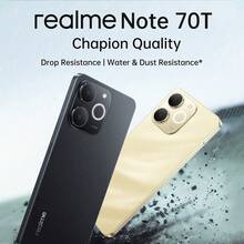 Realme Note 70T AI Power Octa-Core Unisoc T7250 Processor Smartphone, 6.72" FHD+ 90Hz AMOLED Display, 50MP AI Dual Camera, 6000mAh Long-Lasting Battery, 18W Fast Charge, IP54 Life Water Resistant, Android 14 - 4+128GB/6+128GB/8+256GB,Global Version - Black - View 7