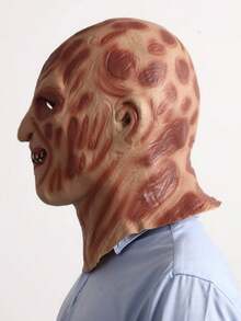 1 件恐怖鬼魂乳胶全头面具，搞笑秃头黑帮设计，适用于密室逃脱、节日鬼屋、恐怖化妆舞会 - 彩色 - 查看 5