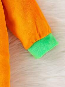 Conjunto de 2 peças para bebês/crianças com estampa de abóbora: macacão de manga comprida + chapéu, fantasia de Halloween. - Laranja - Ver 4